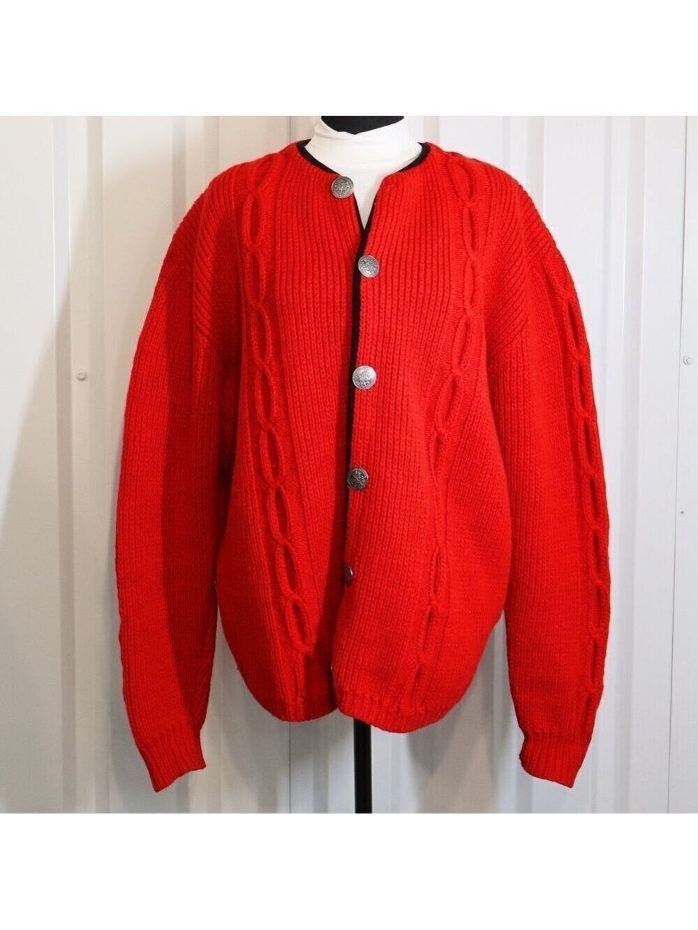 Original Obermeyer Vintage Cardigan Ski Sweater Red Button Front 1960's Large?